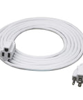 12 Foot Indoor Outdoor Extension Cord With 16 3 SJTW Heavy Duty Water And Weather Resistant Grounded 3 Prong Plug Nickel Coated Brass Contacts White 13A 125V 1625W coiled on white background
