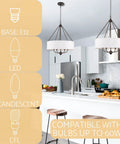 Beatrix 26 Inch Traditional 5 Light Chandelier With Adjustable Chain Link Hanging Light And White Linen Drum Shade In Oil Rubbed Bronze Finish For A Timeless Classic With A Modern Twist Dining Room Or Foyer Vibe