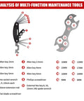 Diagram of multi-function maintenance tools included in Complete Bike Brakes Set With Inner And Outer Calipers Cables And Levers