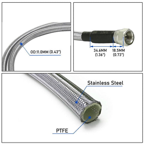 Beefed Up 70 Inch 6AN Stainless Braided Transmission Cooler Hose Lines For 700R4 4L60 4L60E 4L65E 4L80E Fits Ford C6 AOD And GM Chevy Transmissions 1996 To 2021 Heavy Duty High Flow Upgrade For Cooler Performance And Durability. stainless braided PTFE hose, 70 inch, 6AN