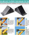 Heavy Duty 45 Degree Corner Brace Support Bracket Set Of 8 For Deck Pergola Gazebo Shed Posts installation steps with black steel brackets.