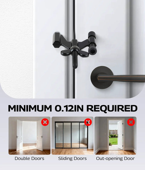Two Pack Portable Adjustable Door Lock With Silicone Cap Protection For Travel Punch Free Installation on white door