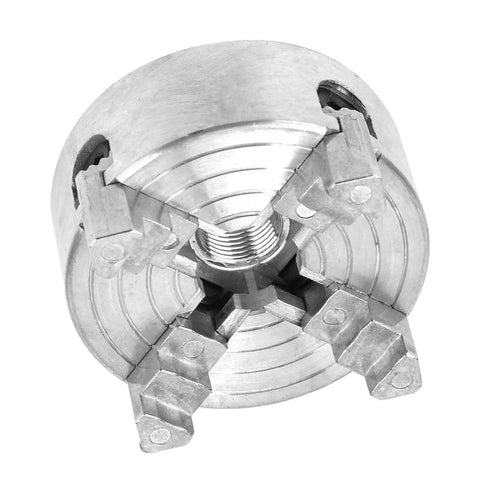 Heavy Duty 4 Jaw Independent Metal Lathe Chuck With Thread Mount Replacement Accessory For Mini Lathes, steel, compact design.