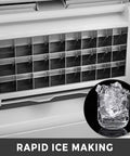 Smooth Operator Portable Countertop Ice Maker With Auto Self Cleaning And Ultra Quiet Motor, generates clear ice cubes rapidly.