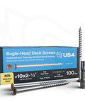 Built Tough Stainless Steel Self Drilling Screws With T25 Star Drive, Heavy Duty Deck And Framing Fasteners, Subfloor Board Hardware, Size Ten By Two Point Five Inch, 100 Count Bulk Pack in packaging with screws.