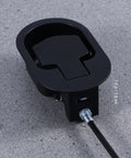 Straight Up Universal Recliner Release Cable Replacement with Heavy Duty Aluminum Spring Pull Handle, top view on gray surface.