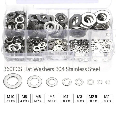 Ultra Thin Stainless Steel Flat Washer Set Pro Grade M2 To M10, 720-Piece Shim Gasket Assortment For Distributing Pressure, Preventing Loosening, And Fixing Fasteners In Mechanical, Construction, Automotive, And DIY Projects, 304 stainless steel washers in organizer case