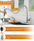 Touch Activated Kitchen Faucet With Pull Down Sprayer Hands Free Sensor Sink Tap In Brushed Nickel Stainless Steel shown in use