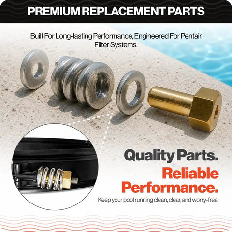 Heavy Duty Spring Barrel Clamp Assembly Replaces Pentair 53108900 For Clean And Clear Fns De Pool Filter Service featuring stainless steel spring and brass nut.