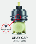 Delta 17 18 Series Faucet Cartridge Replacement For Tub And Shower Durable Plastic Gray No Fuss Install And Long Lasting Performance For Delta Faucets Easy DIY Repair Part with triangle notch and gray cap after 2006.