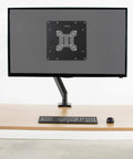 Built Tough VESA Adapter Bracket For TVs And Monitors Max 42 Inches mounted on a desk with keyboard and mouse.