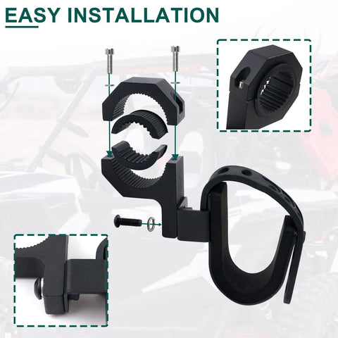 Two Pack Universal Roll Bar Gun Holder For UTVs And ATVs Fits 1 To 2 Inch Round Roll Bars with installation steps