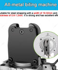 Commercial Pneumatic Strapping Machine Kit With A Lightweight Split Body Frame details, showing the all-metal biting machine head.