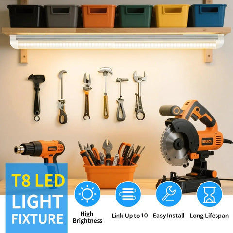Super Bright 2 Foot LED Shop Light 20W 3000K Warm White T8 Tube Linkable Ceiling Utility Light For Garage Workbench And Room ETL Listed 3000 Lumens Energy Saving Fixture Pack Of 2