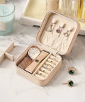 Palm Sized Travel Jewelry Case Pink Mini Portable Jewelry Box For Rings Earrings Pendants Watches Necklaces And Lipstick Organizer Storage Holder Travel Essential