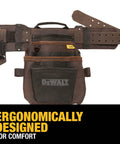 Leather Tool Belt Organizer With 18 Pockets For Pros, Heavy Duty Construction, Durable Pouch System With Quick Grab Tape Clip visible