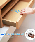 Drawer being opened with 10-Set Drawer Slide Repair Kit With Roller Tracks For Smooth No-Fuss Gliding In Furniture And Kitchen Cabinets