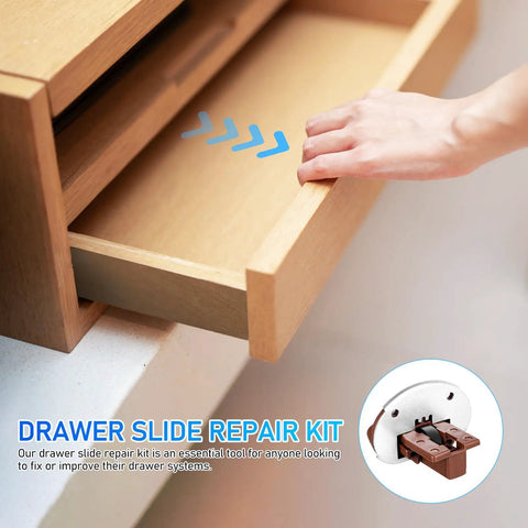 Drawer being opened with 10-Set Drawer Slide Repair Kit With Roller Tracks For Smooth No-Fuss Gliding In Furniture And Kitchen Cabinets