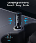 Rapid 30W USB C Car Charger With Dual Ports Type C Power Delivery And PowerIQ 3.0 inserted in car cup holder.