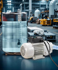 Heavy Duty Def Transfer Pump, Smooth 8 GPM Self Priming Electric Urea Extractor With Copper Motor beside a fluid barrel.