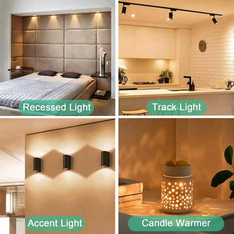 GU10 120V 25W Halogen Bulbs For Wax Warmer Scent Melt Candle Warmer in various lighting fixtures: recessed, track, accent, candle warmer.