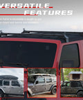 Heavy Duty Black Roof Rack Crossbars For Jeep Wrangler JK JL Gladiator JT Hardtops adjustable frame for securing gear.