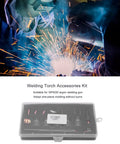 Upgrade Your TIG Game With This Premium WP9 20 Argon Welding Torch Kit showing welding torch kit and sparks.