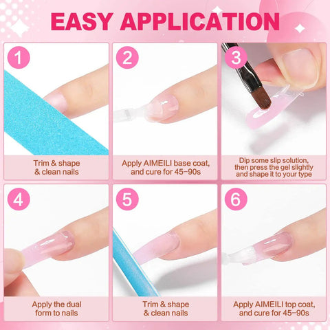Step-by-step guide for using Hema-Free Poly Nail Extension Gel Kit With 6 Colors Pink Nude Clear A Cruelty-Free Vegan Friendly Builder Gel System