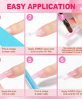 Step-by-step guide for using HEMA Free Builder Gel Kit With 6 Colors 15ml Each For Nail Extensions DIY Starter Set.