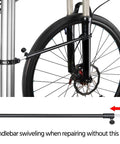 Portable Bike Repair Stand With Adjustable Height Handy Tool Tray And 360 Degree Swivel Clip Holds Up To 66 Lbs rod illustration