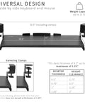Rock Solid Slide Out Keyboard Tray For Corner Desk Effortless Gliding Computer Drawer With Swivel Clamps Black dimensions and features.