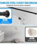 Stainless Steel One And A Quarter Inch Flange Rod Holder End Bracket For Shower Pole And Closet Rod With Screws Matte Black Built To Last Heavy Duty Mount Kit For Bathroom Wardrobe Laundry Room Two Pack Easy Install, shower rod close-up