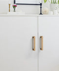 White cabinet with 6 Pack White Oak Wood Drawer Pulls Rustic Cabinet Handles For Dresser And Kitchen Furniture Hardware 3 Inch Center To Center Spacing 92 Mm Total Length 31 Mm High Natural Wood With Subtle Color Variations installed.