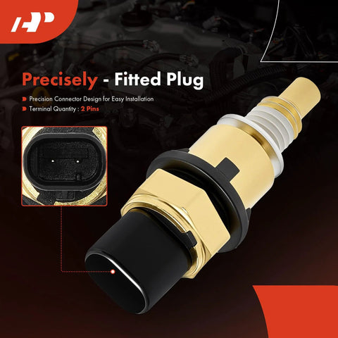 Engine coolant temperature sensor by A-Premium; gold/brass body with black 2-pin connector