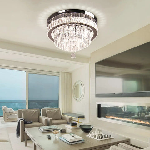Crystal Chandelier LED Ceiling Light With Remote Control And App Control Dimmable Pendant For Dining Room Bedroom Living Room