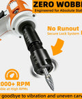 Close-up of 2-Pack 5/8-11 To 1/4 Inch And 1/8 Inch Die Grinder Adapter Set attached to a rotary tool, metal tip shown.