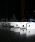 Front view of One Eighth Inch Precision Steel Parallels, 6 Inch Long, 10 Pair Set, Ground And Hardened, stress relieved tool steel.