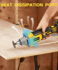 Compatible With 20 Volt Power Batteries This Smooth Operator Cordless Die Grinder showing heat dissipation port for efficient use.