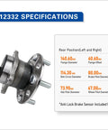 Rear Wheel Bearing And Hub Assembly For Your Ride 5 Lug With ABS Fits 2007 2016 Jeep Compass Patriot 2011 2014 Chrysler 200 specifications chart