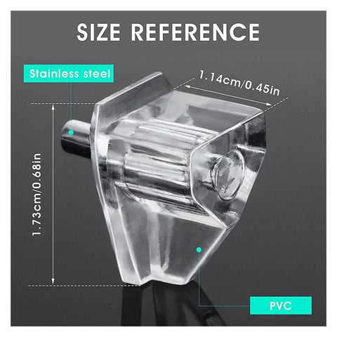 3 Mm Shelf Pins Set With Clear Finish Beefy Heavy-Duty Nickel-Plated Iron Pegs And Shelf Clips with size reference details shown