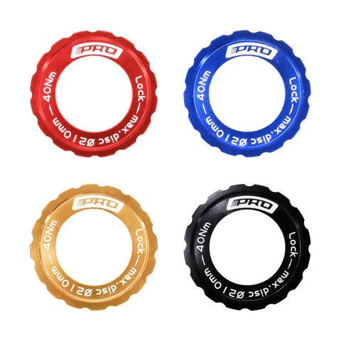 Centerlock To Six Bolt Rotor Adapter With Lockring All In One Kit, four colored lockrings for MTB and road bikes
