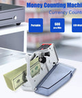 High Speed Money Counter Machine With 600 Bills Per Minute Portable Cash Counter For Multi Currency Banknotes in action