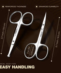Two Piece Nose And Eyebrow Scissors Set For Men And Women Stainless Steel with Curved and Rounded Heads, ideal for easy handling.