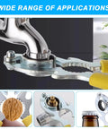 6 Piece Faucet Aerator Removal Wrench Kit Including Sink Bubbler Tools And M24 Adapter Nuts For Your Effortless Plumbing Upgrades and Top Shelf Durability, shown in use on a faucet.