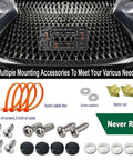 Front License Plate Mounting Kit No Drill Easy Install Plastic Front Plate Adapter With Black Aluminum Frame Car Tag Holder Cover Universal US Vehicle Trailer Truck Mount Screws Caps Included on car grille with accessories