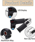 Pair Of Universal Electric Bike Throttle Grips With Key Full Twist Handlebar With LCD Battery Voltage Display 12V To 84V Compatible Throttle For E Bike Scooter Motorcycle, showing LED display and non-slip handle.