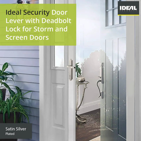 Storm Door Lever With Deadbolt Lock For Out Swinging Doors Exterior Lock Set With Key Black Finish Durable And Easy To Install