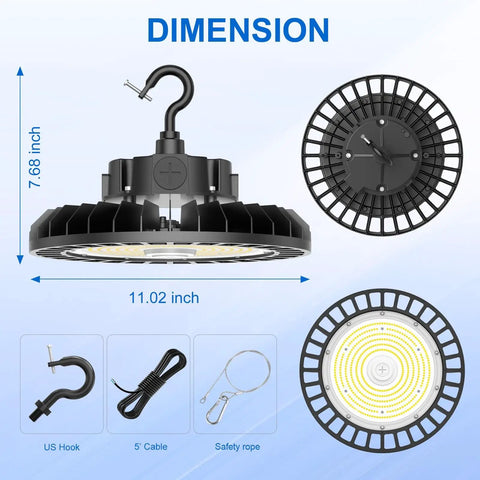 3 Pack 480V LED High Bay Light UFO Industrial Shop Light 150W 120W 90W Adjustable ETL Listed 5000K IP65 Waterproof