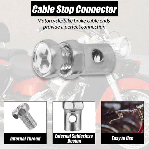 20 Pieces Universal One Eighth Inch Clutch Brake Throttle Cable Ends Go Kart Cable Stops Locks Repair Kit For Bicycle Motorcycles Scooters Lawn Mowers Tractors Crimp Ends Silver