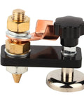 Ultimate Welding Magnetic Ground Clamp With Strong Brass Head And 0.2 Inch Insulation Board For Stable Grounding on smooth metal surfaces, top view.